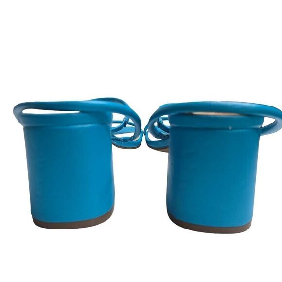 Marc Fisher Blue Open Toe Block Heel Strappy Sandal Size 8.5 - Picture 4 of 9